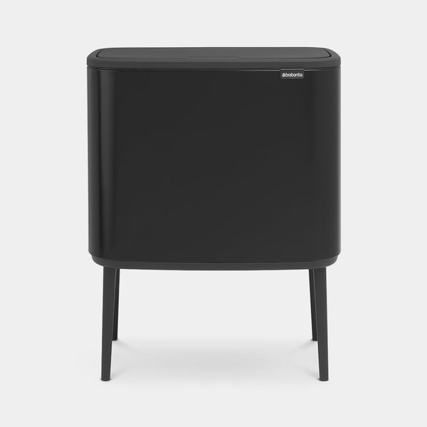 Brabantia Bo Touch Bin 36L in matt black, front view on white background