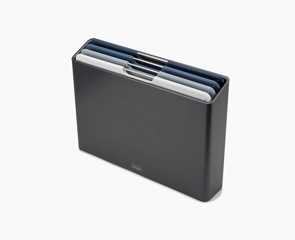 Joseph Joseph Folio large 4-piece grey chopping board set in storage case