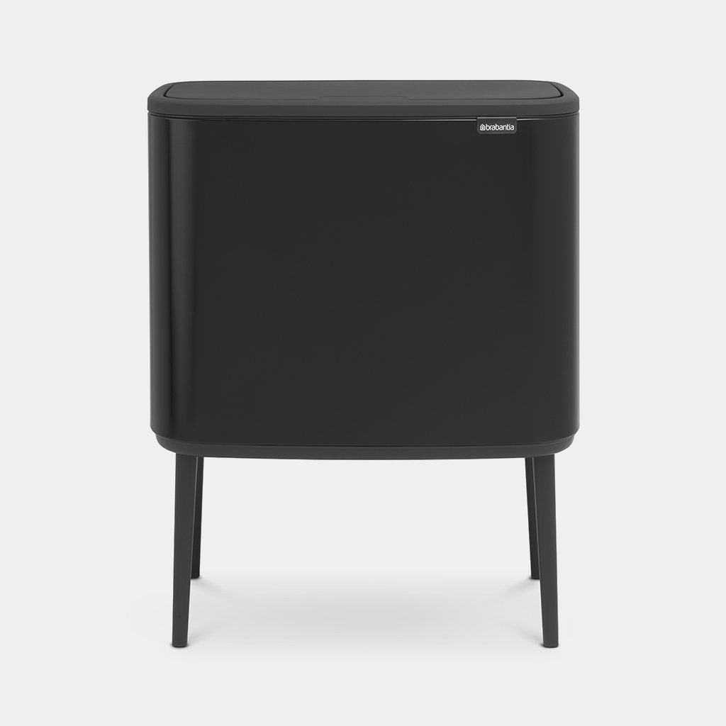 Brabantia Bo Touch Bin 36L in matt black, front view on white background