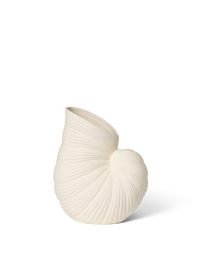 ferm LIVING Shell vase in off-white stoneware on a neutral background