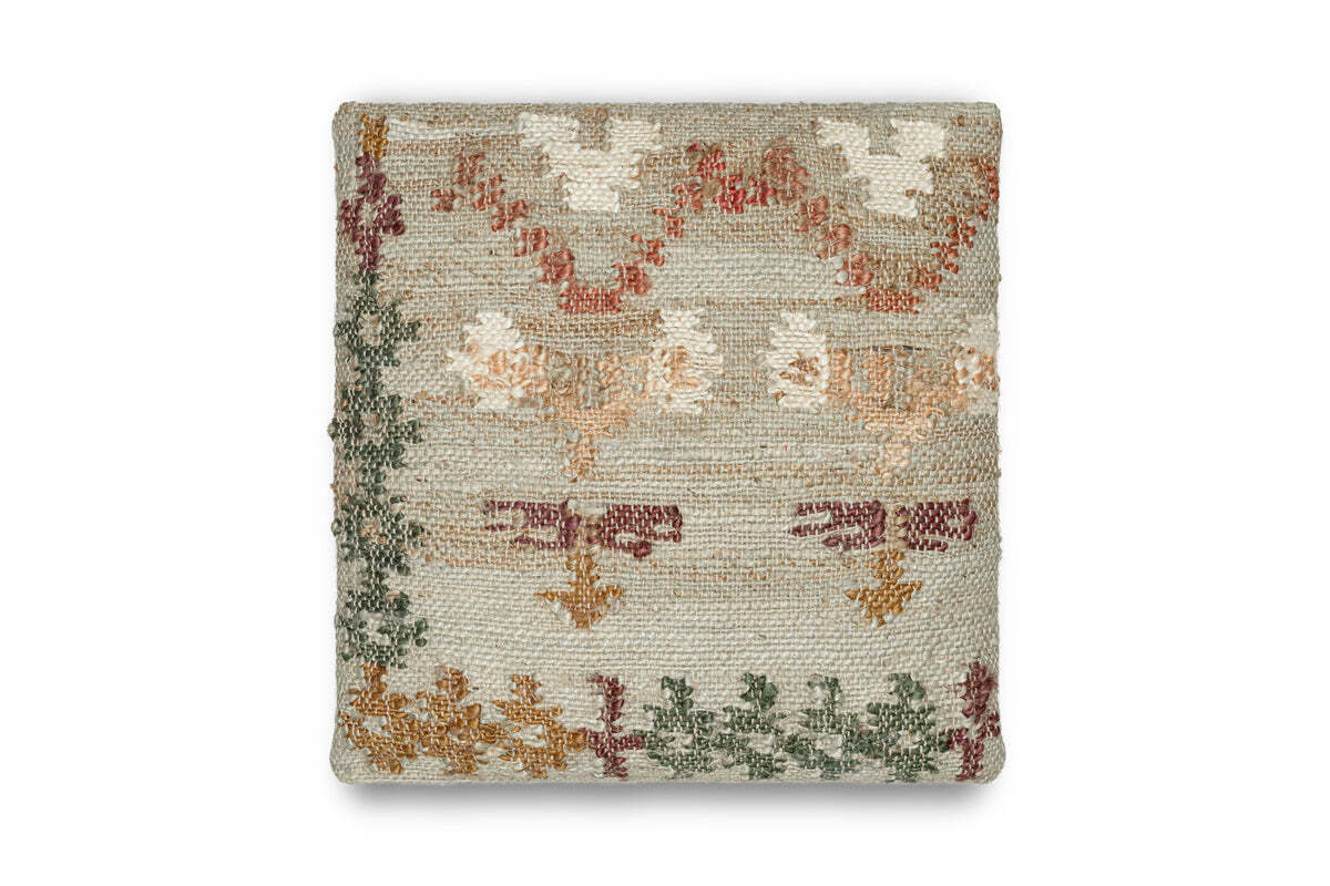 Nkuku Dantri soft grey jute and cotton cushion cover, 50 x 50cm, on white background