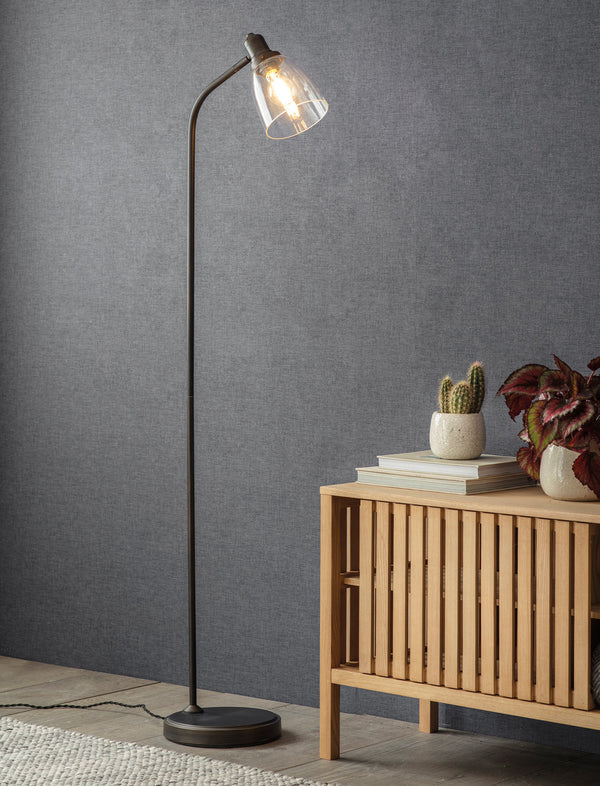Garden Trading Hoxton dome floor lamp in antique bronze with glass shade