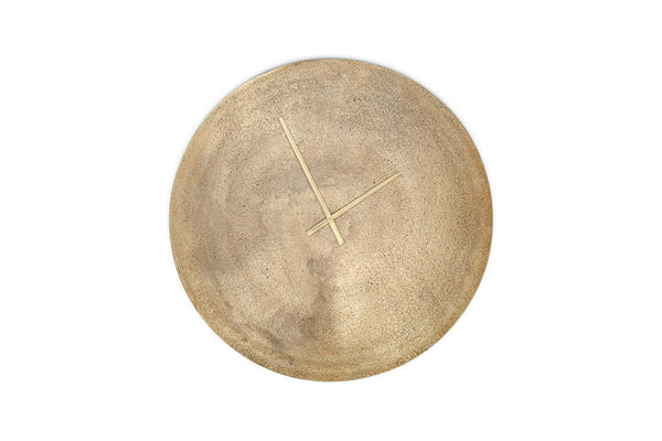 Nkuku Okota large antique brass wall clock on white background