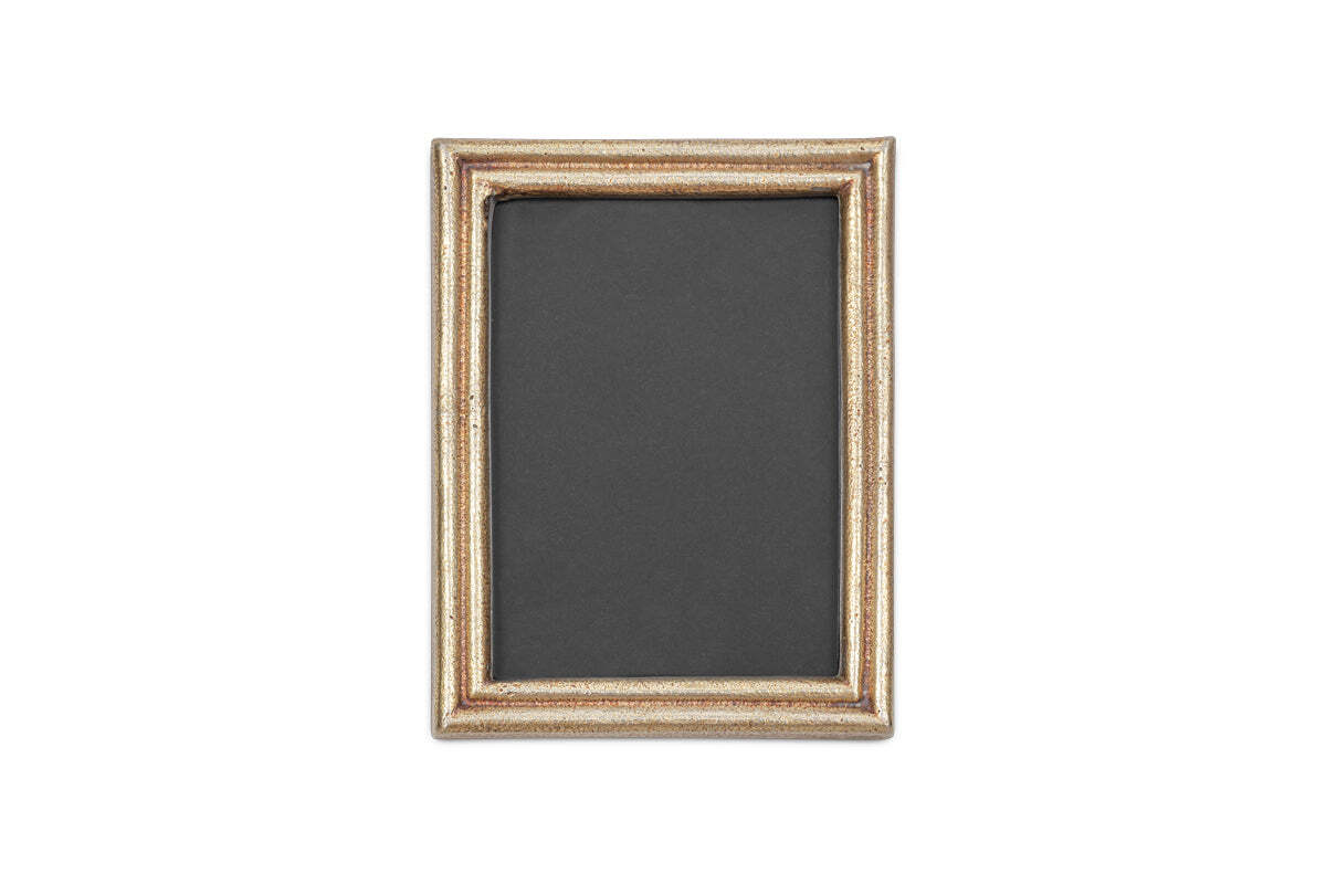 Nkuku Pambani 5 x 7 inch antique brass photo frame on white background