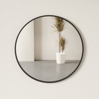 Detail of the Umbra Hub mirror's moulded black rubber rim