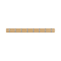 Detail of the Umbra Flip 8 natural wood grain and brushed nickel hook finish