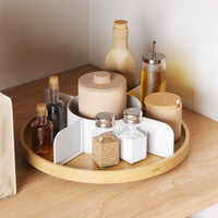 Umbra Bellwood rotating organiser on a kitchen worktop holding condiments