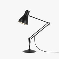Jet black Anglepoise Type 75 with articulated arm extended